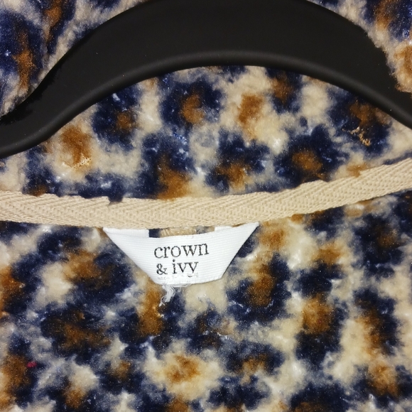 Crown Ivy Women's Animal Print Sherpa Jacket Size L - Picture 9 of 10